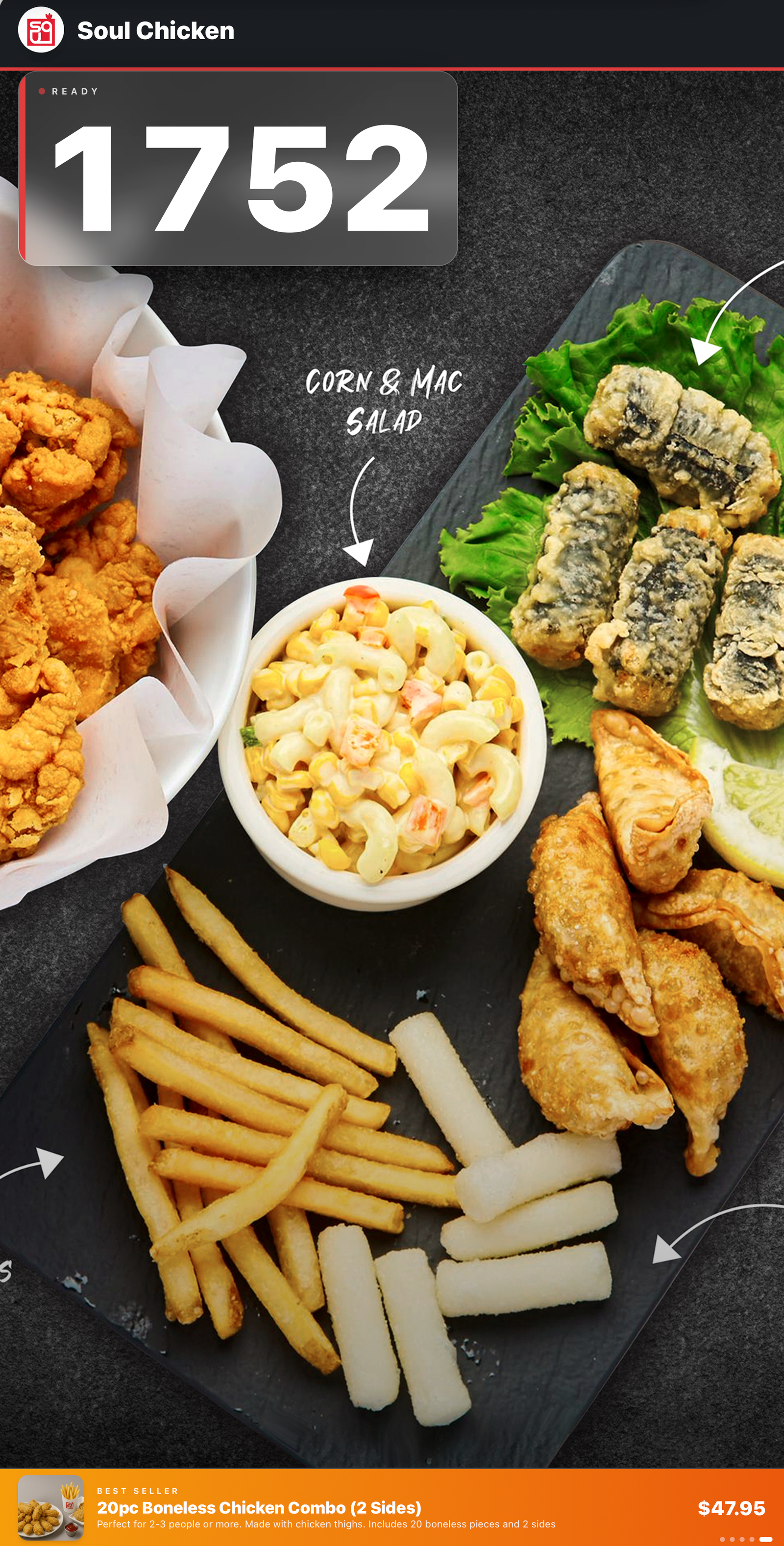 Soul Chicken pickup display running Musubi Display Network