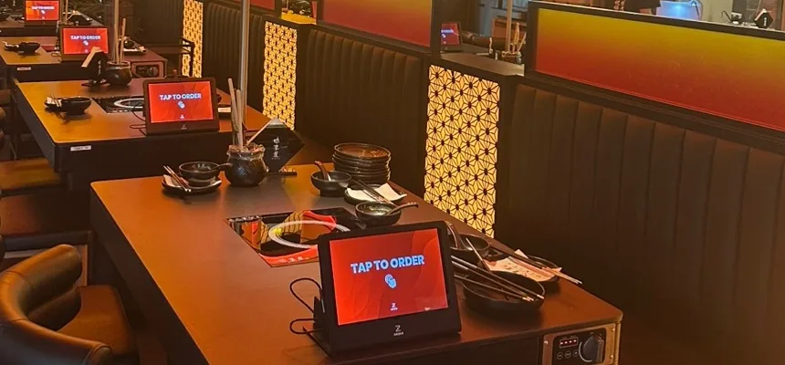 Z-ORDER tablets on every table at Mikiya Wagyu Shabu House in Honolulu